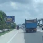 Beberapa Pemuda Nekat menyebrang Tol Jalan Raya