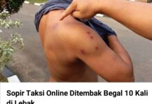 Ditembak Begal 10 Kali dan dikroyok 4 orang di Lebak sopir taksi onlaen selamat.