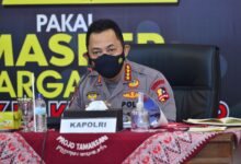 Panglima TNI Marsekal Hadi Tjahjanto bersama Kapolri Jenderal Listyo Sigit Prabowo memimpin rapat