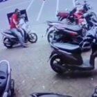 Orang yang tidak di kenal, melakukan aksi pencurian Marka Jalan di parkir milik kantor jasa pengiriman
