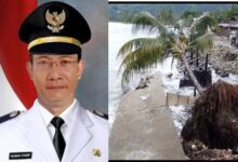 Abrasi pantai Sukadiri, Kab Tangerang Propinsi Banten, sudah mulai naik. Karena Daya tahan Turap