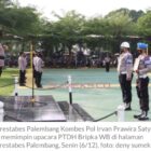 Kapolrestabes Palembang Kombes Pol Irvan Prawira Satya Putra memimpin upacara PTDH Bripka WB di halaman Papolrestabes Palembang