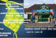 RSUD Kabupaten Dolopo Madiun Mengucapkan Selamat Hari Raya Idul Fitri 1445 H / 2024 M Direktur Dr Purnomo Hadi Beserta Stafnya.
