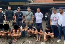 Gengster beraksi siBintaro 2 orang ditebas samurai 10 anggota gangster di cokok polisi.