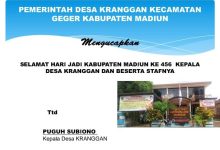 Pemerintah Desa Kranggan Kecamatan Geger Kabupaten Madiun Mengucapkan  Selamat Hari Jadi Kabupaten Madiun Ke 456  Kepala Desa Kranggan Dan Beserta Stafnya.