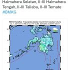 Ditaksirkan gelombang laut sebesar Mag : 7.0 ini tidak melanda Sulawesih Utara, masih di sekitar Laut Halmahera.