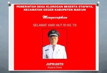 Pemerintah Desa Klorogan Beserta Stafnya, Kecamatan Geger Kabupaten Madiun Mengucapkan Selamat Hari Hut Ri Ke 79  Juprianto Kepala Desa.