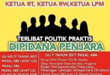 Jika terdapat pegawai ASN dan RT/RW melakukan kampanye dengan memenangkan satu calon akan di penjarah.