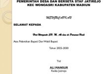 Pemerintah Desa Jatirejo Kec Wonoasri Kabupaten Madiun mengucapkan selamat kepada Heri Wuryanto SH, M, Ak dan dr Purnomo Hadi Atas pelantikan bupati dan wakil Bupati tahun 2025-2030.