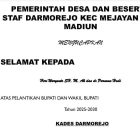 Pemerintah desa darmorejo kec Mejayan kab Madiun Mengucapkan selamat kepada Heri Wuryanto SH, M, Ak dan dr Purnomo Hadi Atas pelantikan bupati dan wakil Bupati tahun 2025-2030.