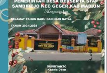 Pemerintah desa Sambirejo kec Geger Kab. Madiun, mengucapkan selamat tahun Baru dan hari natal thn 2024/2025.