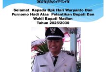 Kades beserta perangkat dan karwayan Pemerintah Desa Pucangrejo Kec Sawahan Kab Madiun Mengucapkan selamat kepada Hari Wuryanto SH,M,Ak dan dr Purnomo Hadi Atas pelantikan bupati dan wakil bupati Madiun thn 2025 Kades beserta stafnya.