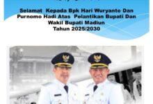 Pemerintah desa darmorejo kec Mejayan kabupaten Madiun mengucapkan selamat kepada Hari Wuryanto SH, M, Ak dan dr Purnomo Hadi Atas pelantikan bupati dan wakil Bupati thn 2025 Kades bpk supardiman beserta stafnya.