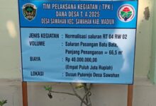 Desa Sawahan melaksanakan kegiatan normalisasi kan saluran air di RT 04/02.