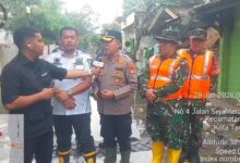 Polsek Jatiuwung Bersama TNI, Pemerintahan dan Warga Gelar Kerja Bakti Cegah Banjir di Periuk Damai.