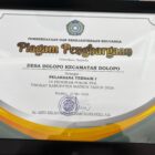 Desa Dolopo Raih Piagam Penghargaan Pelaksanaan Terbaik Program Pemberdayaan dan Kesejahteraan Keluarga.