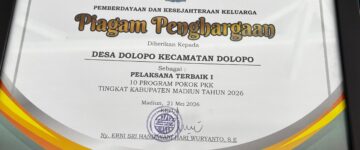 Desa Dolopo Raih Piagam Penghargaan Pelaksanaan Terbaik Program Pemberdayaan dan Kesejahteraan Keluarga.