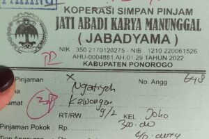 Dugaan Beroperasi Silang Wilayah & Bunga Mencekik: KSP Jati Abadi Karya Manunggal (Jabadyama) Disorot Warga Madiun, Rentenir berkedok koperasi.